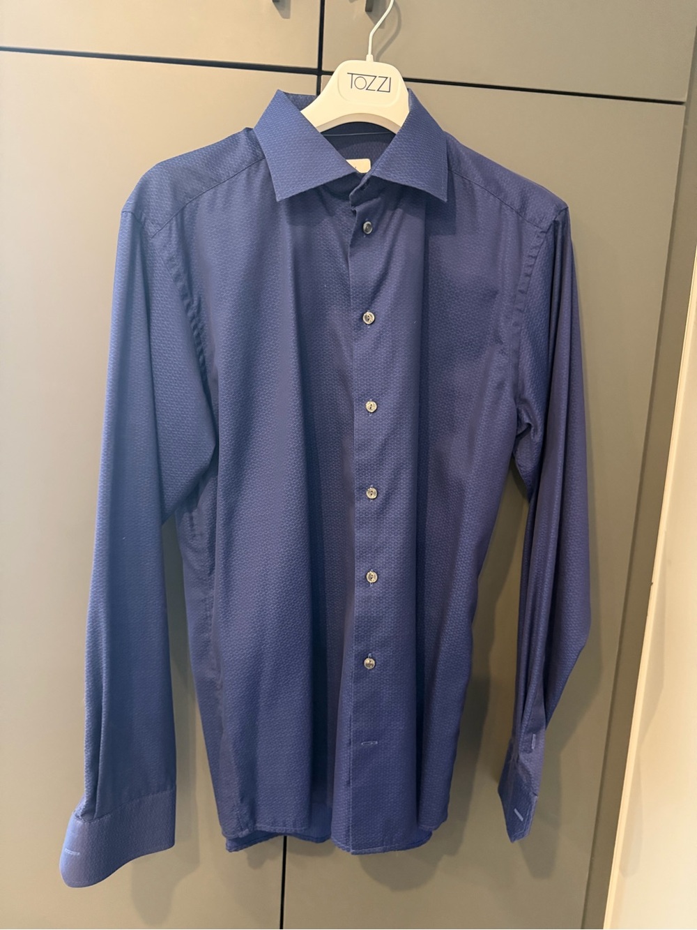 Eton slim fit Men's Deep Blue Textured Dress Shirt